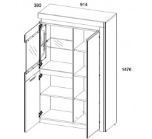 Шкаф с витриной Torino 1V2D P 