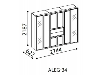 Шестистворчатый распашной шкаф для одежды и белья с зеркалом в спальню Алегро ALEG-34