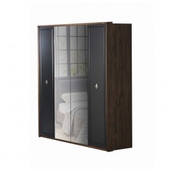 Четырехдверный распашной шкаф для одежды и белья с зеркалом в спальню Алегро ALEG-20