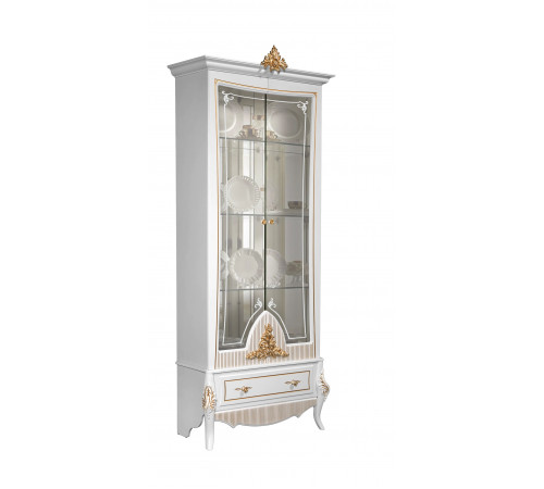 Витрина 2-х дверная в гостиную Стелла (белый золото)