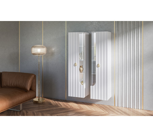 Шкаф-витрина навесной Лоренсо МН-043-02/03 белый Шкаф-витрина навесной Лоренсо МН-043-02/03 белый