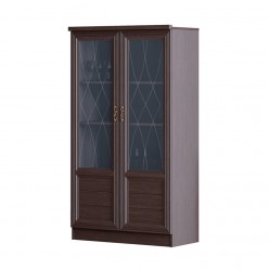 Шкаф витрина комбинированный для гостиной Лира 44 темный